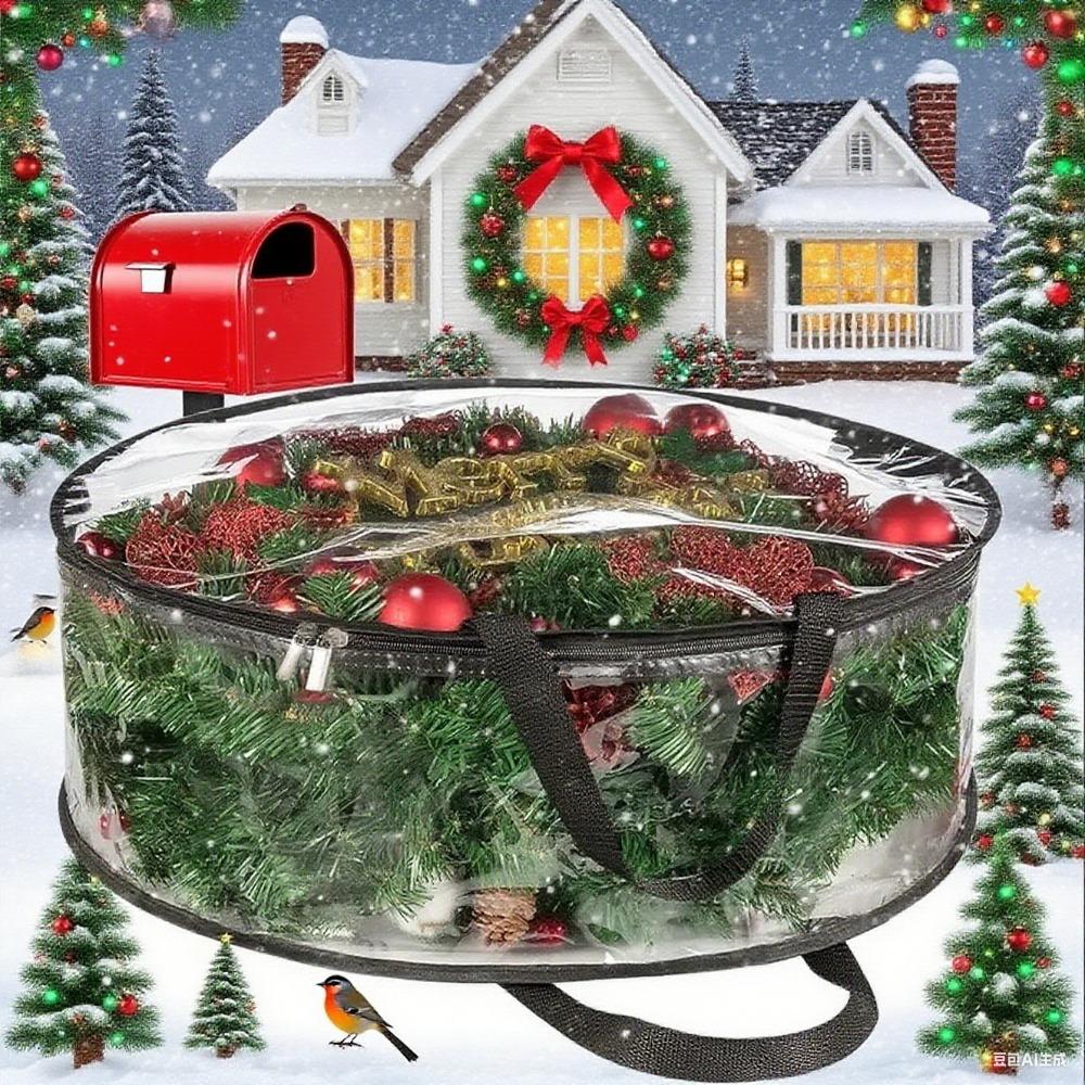Durable Christmas Wreath Storage Bag for Artificial Garland, Waterproof & Tear-Resistant Storage Case