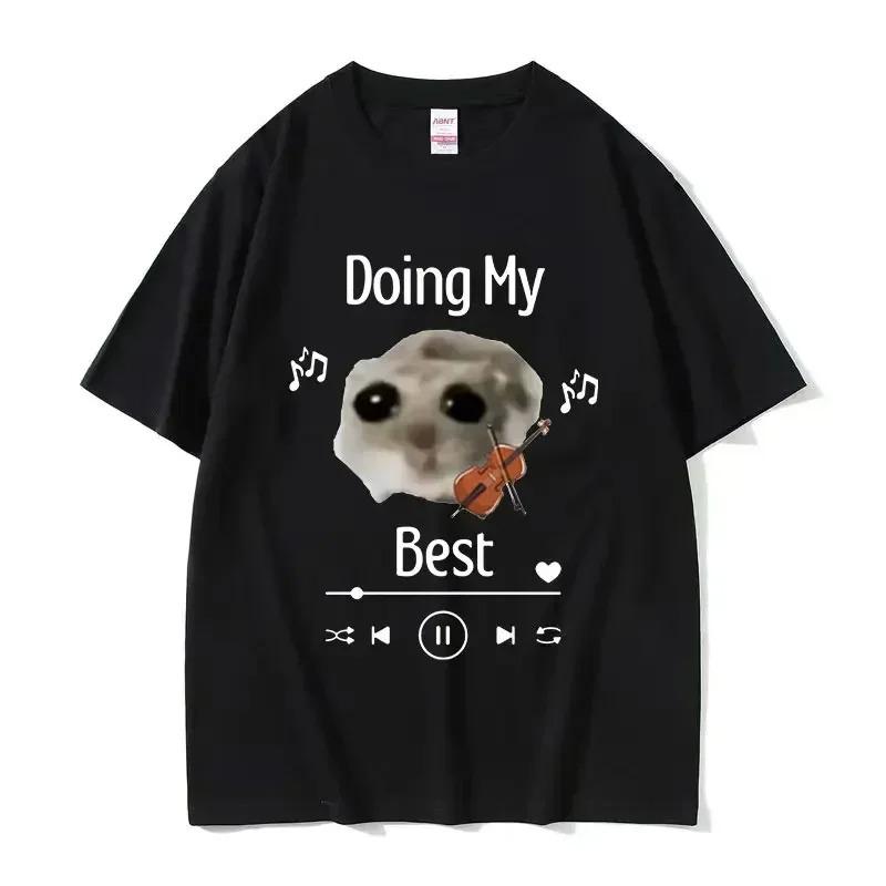 Funny Sad Hamster Im Just Little Girl Crew Neck T Shirt Casual Daily Short Sleeve Graphic Top For Unisex Unisex