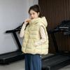 Womens Lightweight Hooded Puffer Vest Solid Color Warm Outerwear Winter Casual Office Wear