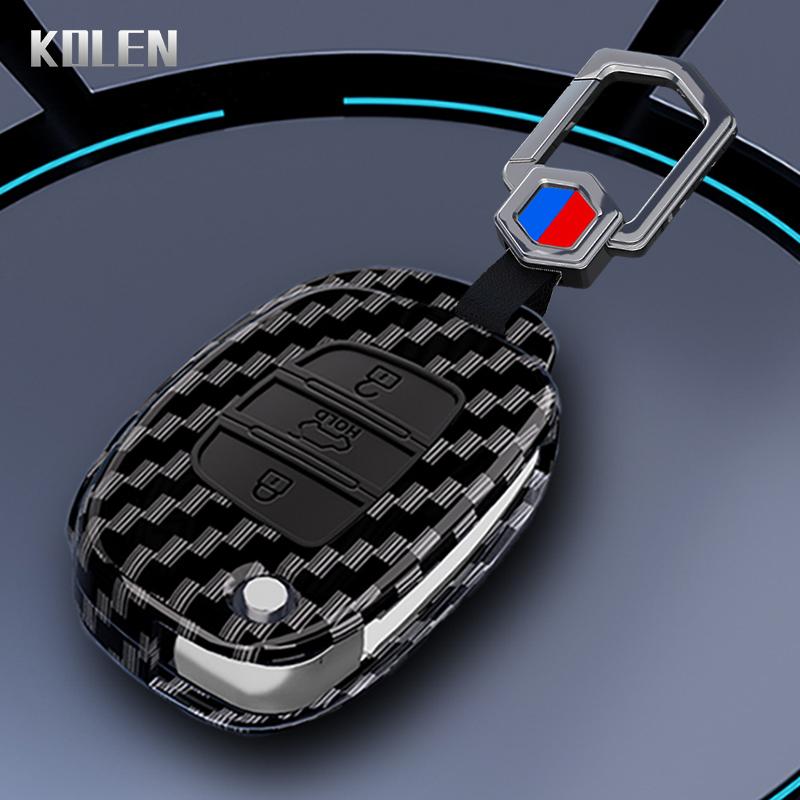 Abs Carbon Fiber Style Car Key Case Cover For Hyundai Solaris Creta Ix25 Kona Tucson Santa Fe Sonata Elantra Ix35 I20 Hb20 Ix45