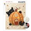 Black Cat Pumpkin House Frameless Pearl Painting Kit Cute Animal Harvest 3D Bead Canvas Art Romantic Home Wall Decor Craft Supplies Gift