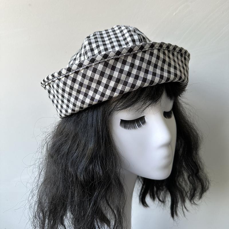 Modischer Fischerhut für Damen Koreanischer Stil Gestreifte Schirmmütze Frühling Herbst Sonnenhut Outdoor Reise Strandkappen Moda Sombrero M (56-58cm) gray