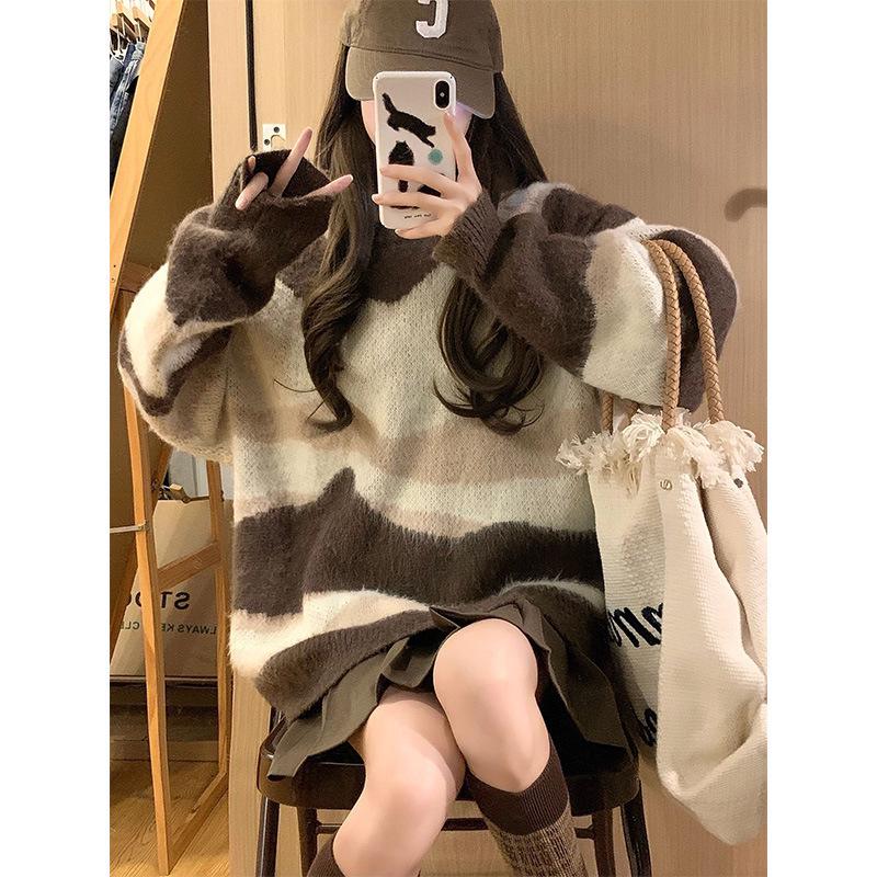 In Stock: Japanese Retro Striped Knit Sweater - Autumn/Winter Loose College Style