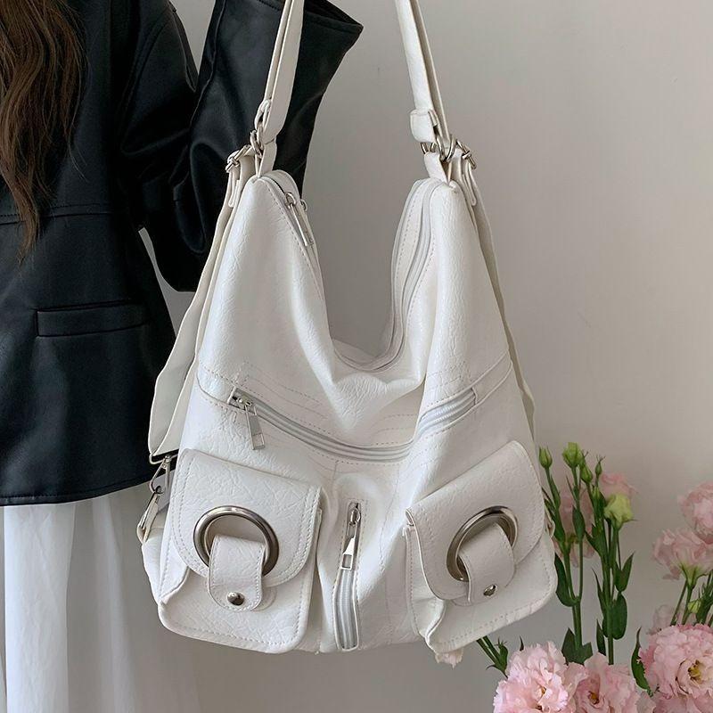 Simple personality versatile fashionable zipper pocket pitot bag shoulder bag commuter large capacity backpack