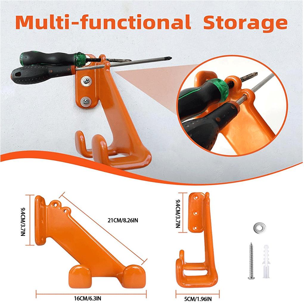 Orange Stainless Steel Hook Wall Mounted Bracket Garage Storage Rack Tool Storage Bracket