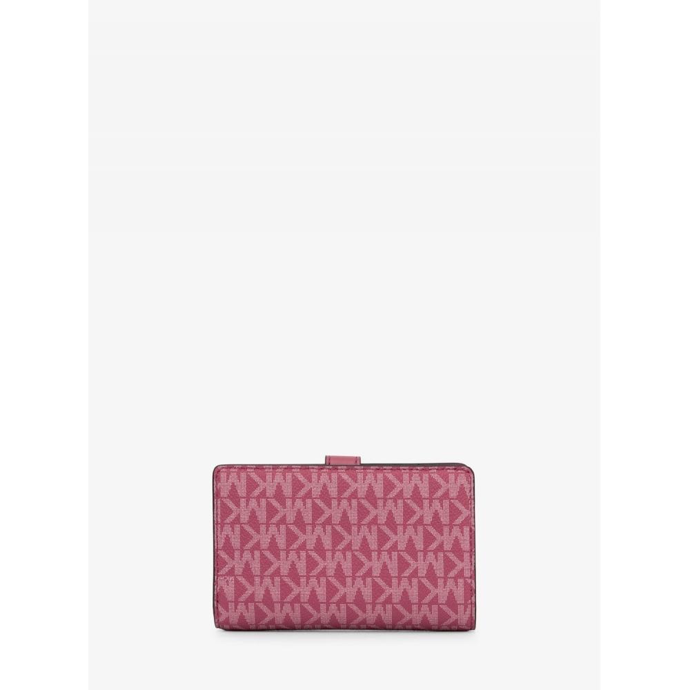 Michael Kors Greenwich Tab Zip Around Wallet Medium Mk Signature 35f5sgrf6v653 Rosewood