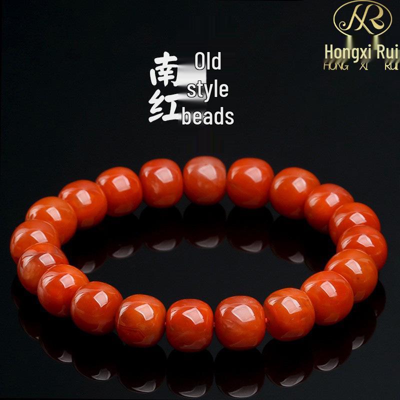 Hongxirui Cherry Red Multi-Strand Crystal Agate Bracelet with Round Beads Approx. 4~4.8MM/strand