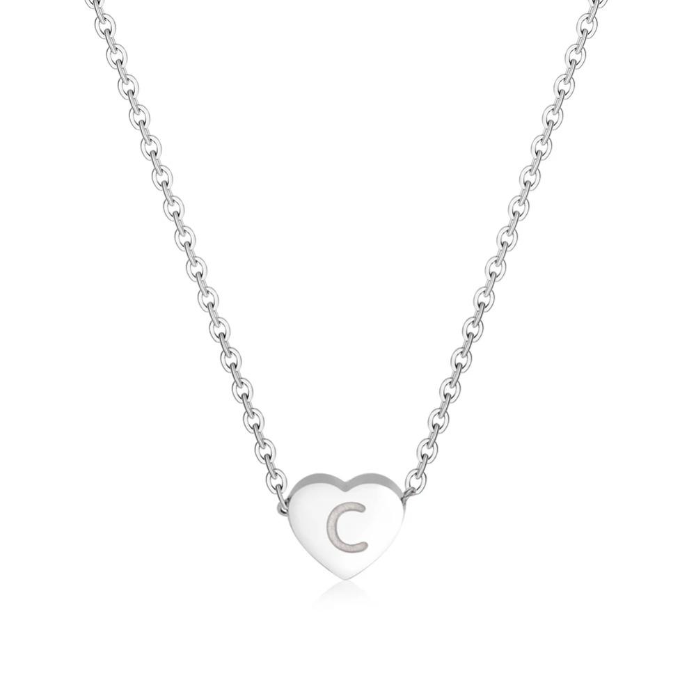 Amaxer Heart Shaped Alphabet Necklace A To Z 26 Letters Initial Necklaces For Women Pendant Gifts Jewelry