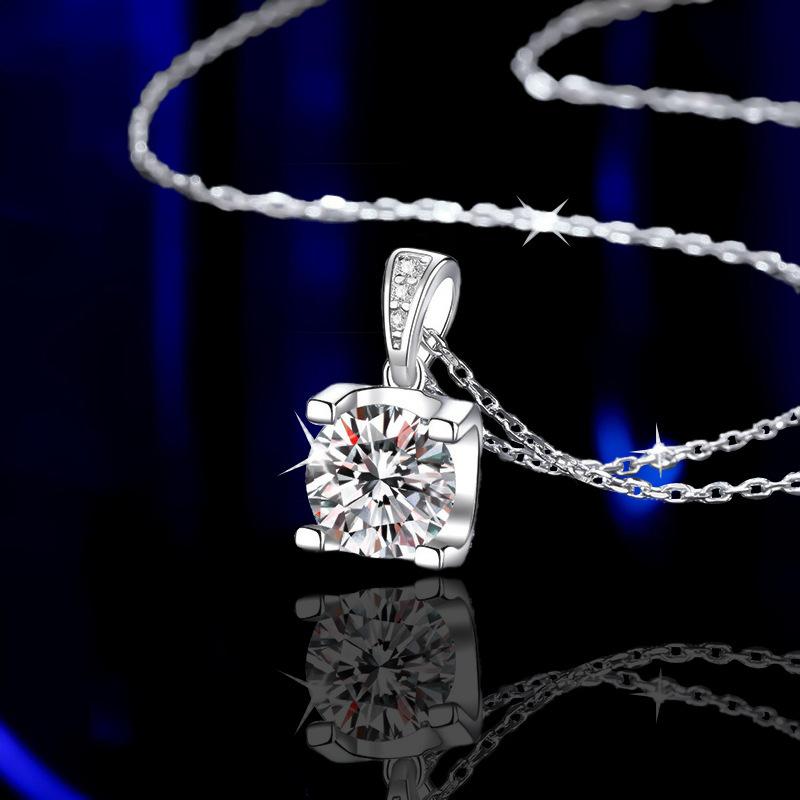 0.5-2CT D Color Moissanite Woman Pendant Sier Necklace for Women Chains Party Bridal Fine Jewelry 925sterling Silver Necklace