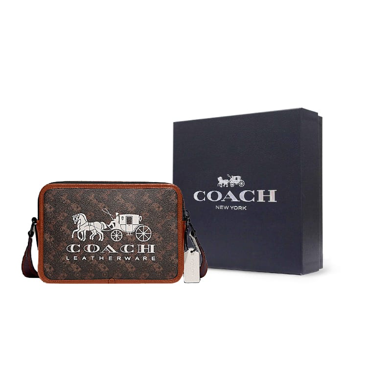 Coach Charter Artificial Leather Camera Bag, Shoulder Bag, Crossbody Bag Medium Men's Dark Brown C8445-JITX0