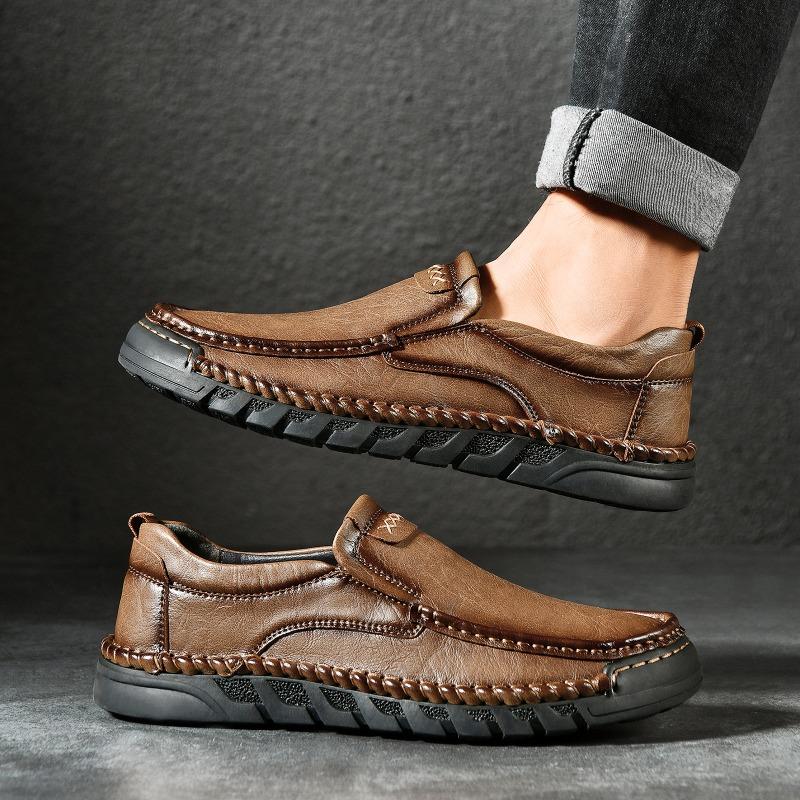 38-46 HOHO FAIR Spring/Fall Outdoor Leather Shoes Mens Car Driving Shoes Leather Large Size Ankle Boots Casual Shoes