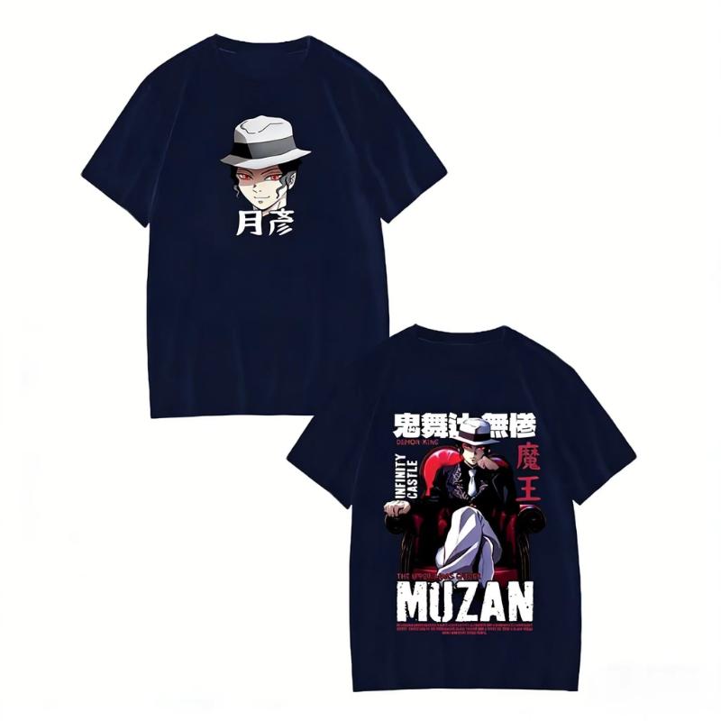 Demon Slayer Kimetsu No Yaiba Anime T Shirt Men Women Muzan Kibutsuji Graphic Tee Cotton Short Sleeve Tee Streetwear Casual Tops