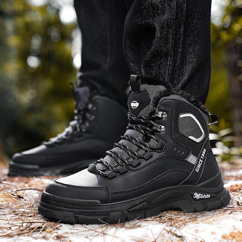 Men Winter 2024 New High Cut Thick Soled Wear-resistant Men's Outdoor High-quality Sneakers Short Boots Retro Workwear Boots