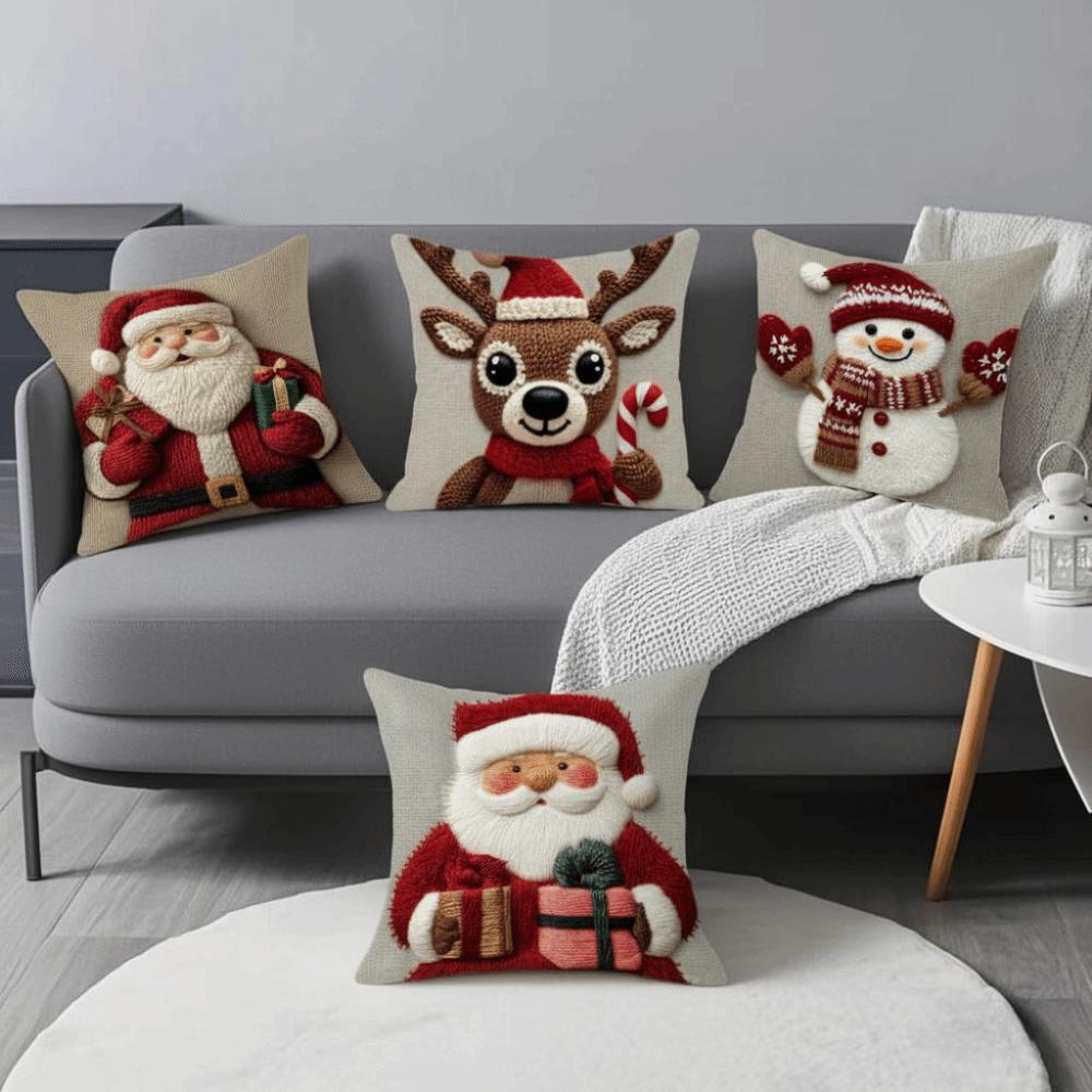 Cartoon Santa Snowman Elk Sofa Cushion Cover Merry Christmas Pillow Case  Home Bed Car Decor