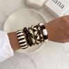 Emaille Emaille Armreif Schwarz Weiß Floral Zirkon Armband Party Schmuck Armband Party Anlass