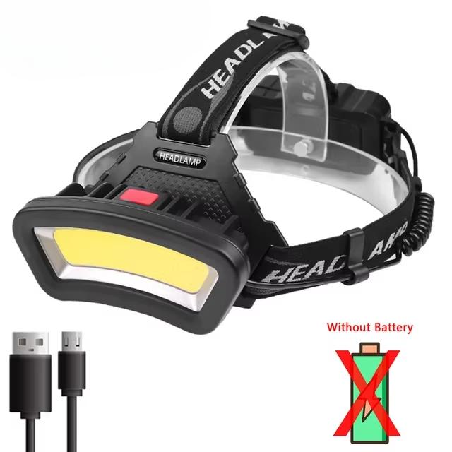 

COB Налобный фонарь для охоты Супер яркий для рыбалки Широкий диапазон освещения Мощный кемпинговый фонарь Налобный фонарь Перезаряжаемая лампа Фонари black