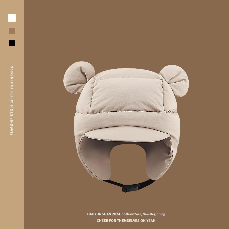 Cute Mickey Ears Down Cotton Women Winter Cycling Windproof Warm Ear Protection Pilot Ski Cap Men