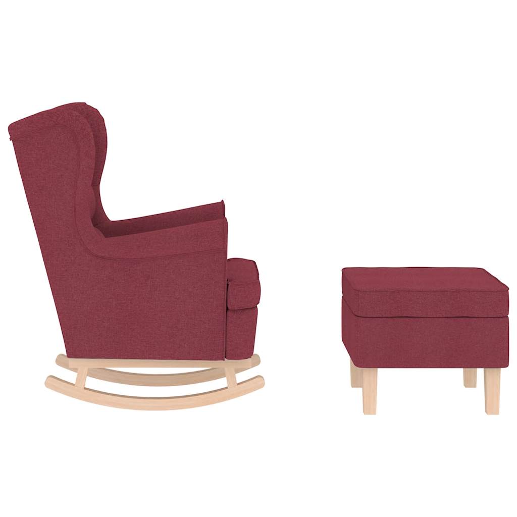 Rocking Chair with Footstool Burgundy Fabric