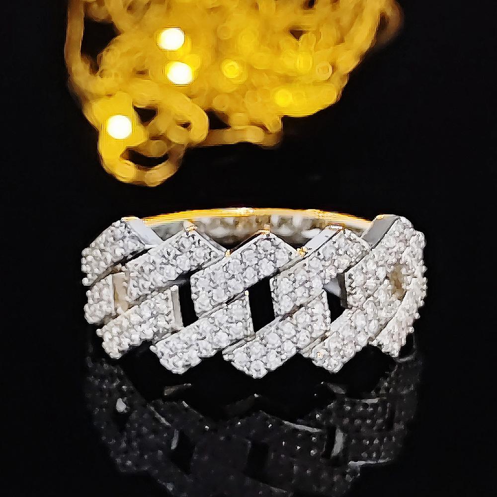 Luxury Women's Hip-Hop Zircon Ring - Trendy Hollow Design for Index Finger