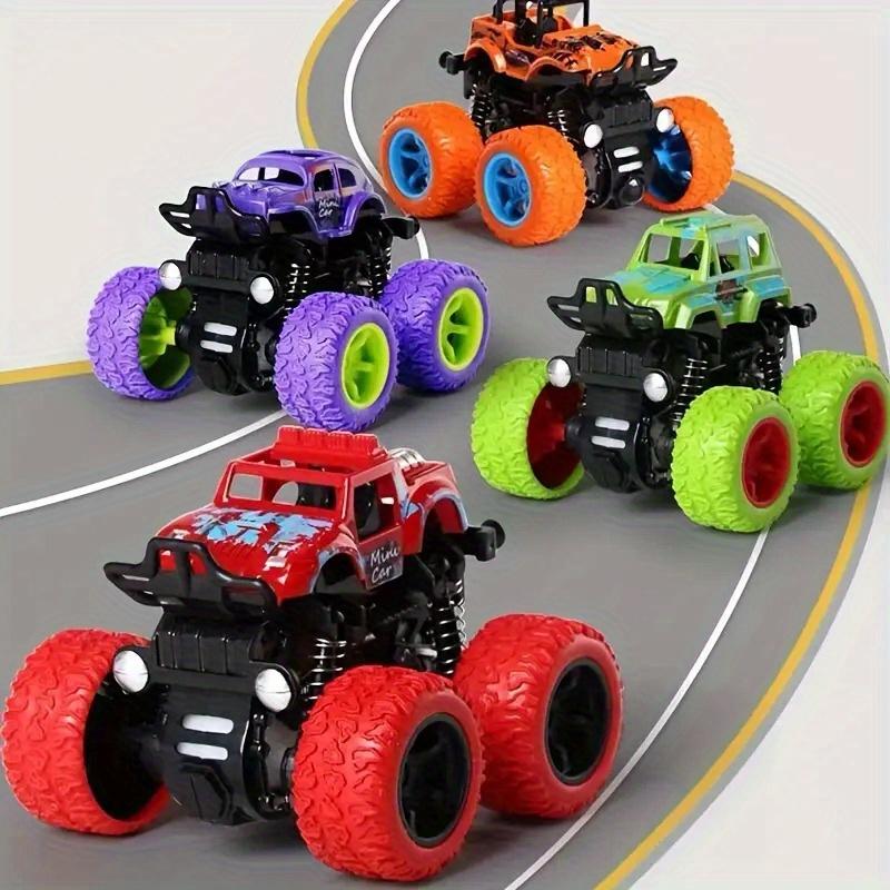 Inertia Monster Truck Toy, 8pcs Set Pushing Friction Power Car,360° Stunt Rotation Off Road Vehicle,Impact Resistant Durable Kids' Bike,Halloween Gift