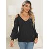 Women's Deep V Off Shoulder Loose Slouchy Knit Pullover Sweater, Fall Winter  Basic Top for Ladies