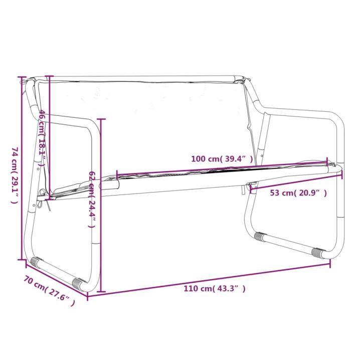 VidaXL Banc de jardin à 2 places avec coussin anthracite acier 364106