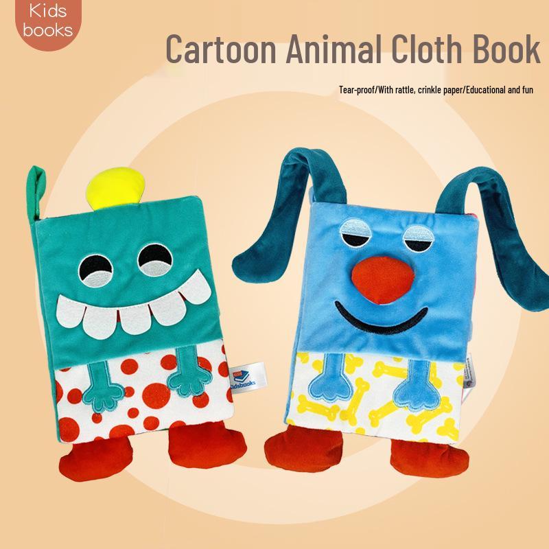 3D Tail Baby Cloth Book - Tear-Proof, Black & White/Red Crinkle Toy for Kids