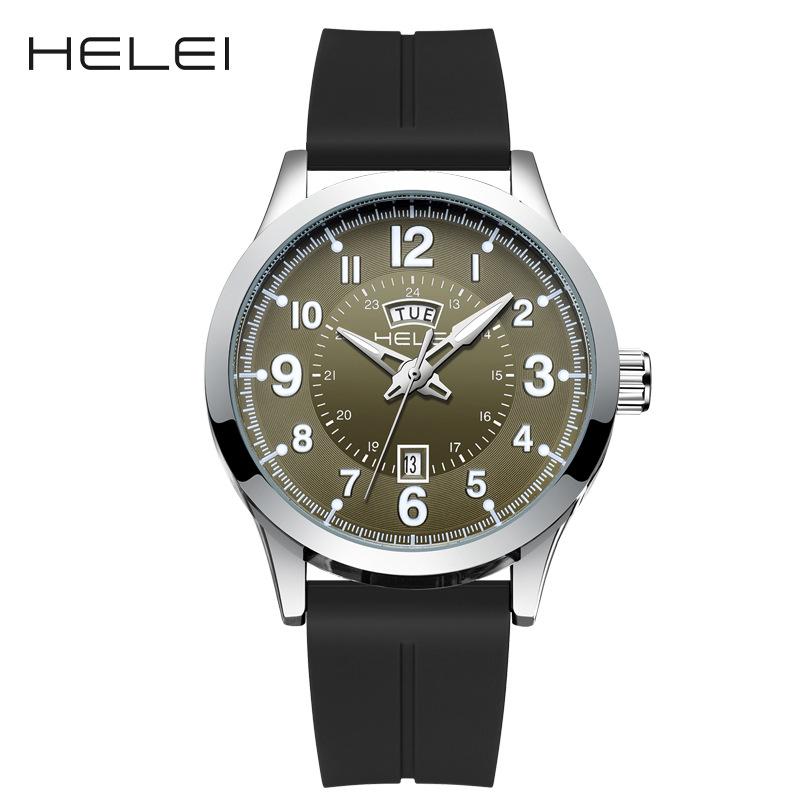 Mens Quartz Watch Large Dial Magnetic Clasp Rubber Strap Day Date Waterproof Wristwatches