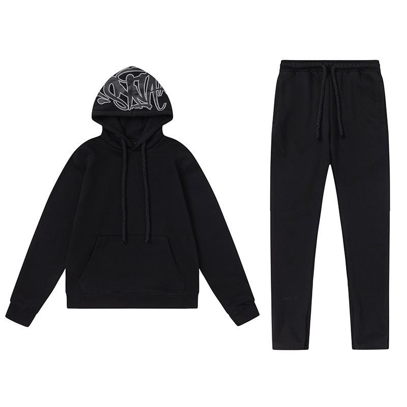 SynaWord Y2K Streetwear Oversized Hoodie Jogger Set Men Women Cotton Long Sleeve Casual Outfit