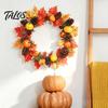 Reusable Autumn Window Decors Thanksgiving Day Wall Sticker, Pumpkin/Pinecone/Leaf Print Garland Shape Non Adhesive Fall Stickers Waterproof