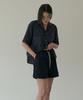 Lingseoul Half Cotton Banding Pants-Navy