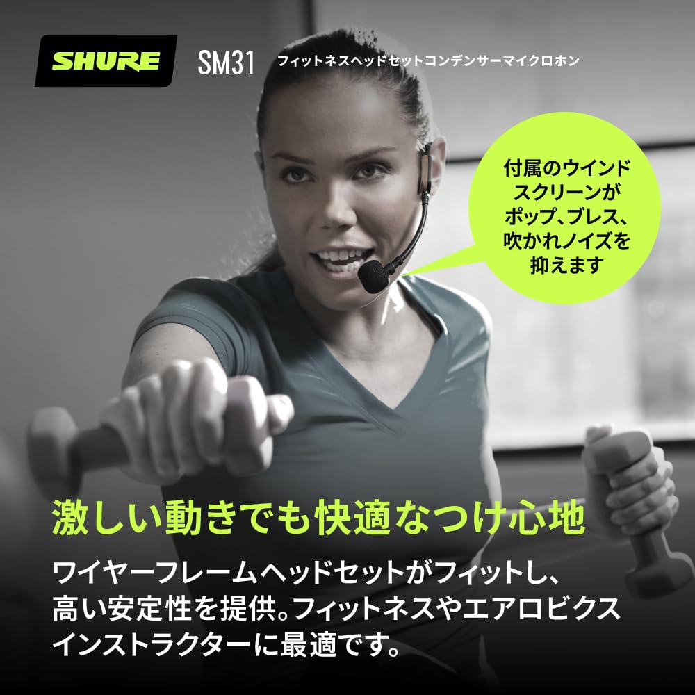 Shure Fitness Headset Condenser Microphone You Require XLR Please Purchase the RK100PK Preamplifier SM31FH-TQG If Connection, Separately. [2-year