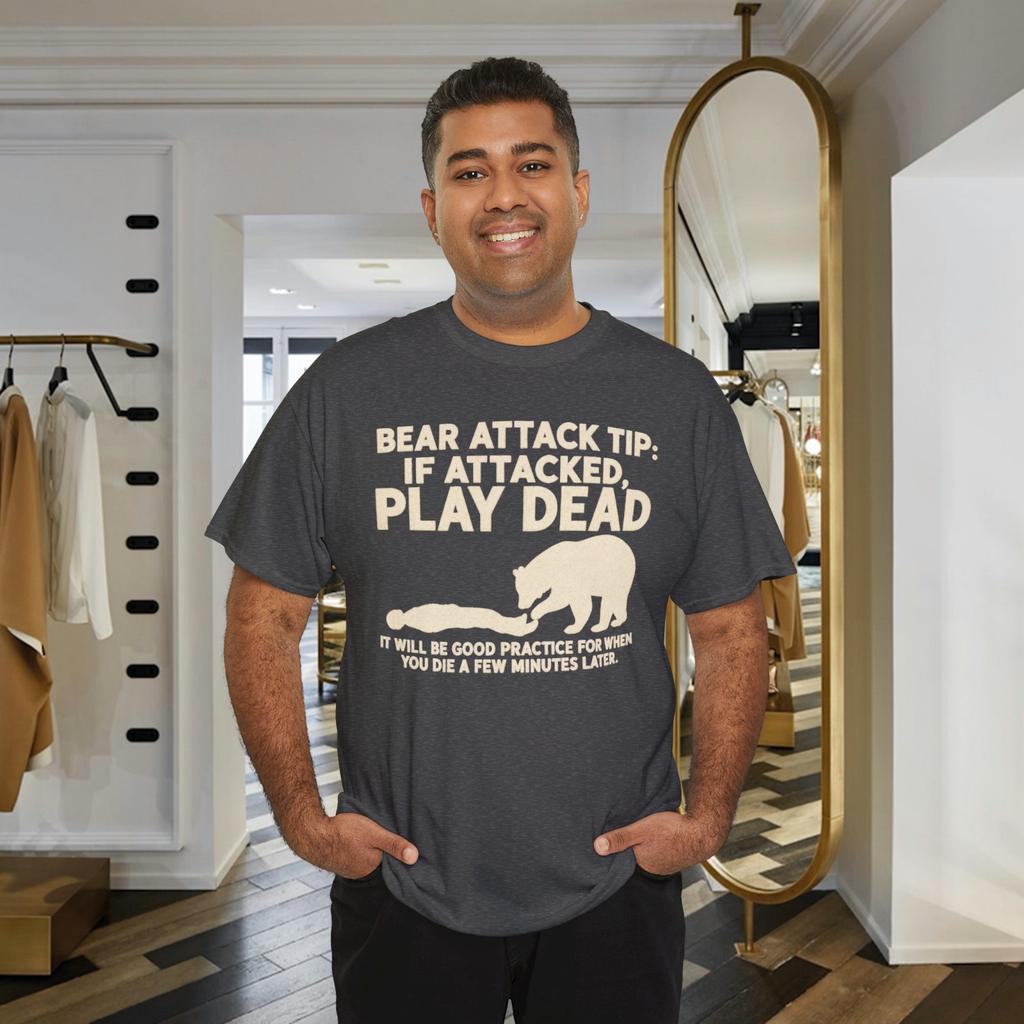 Bear Attack Play Dead Funny Camping Hiking Humor T-Shirt