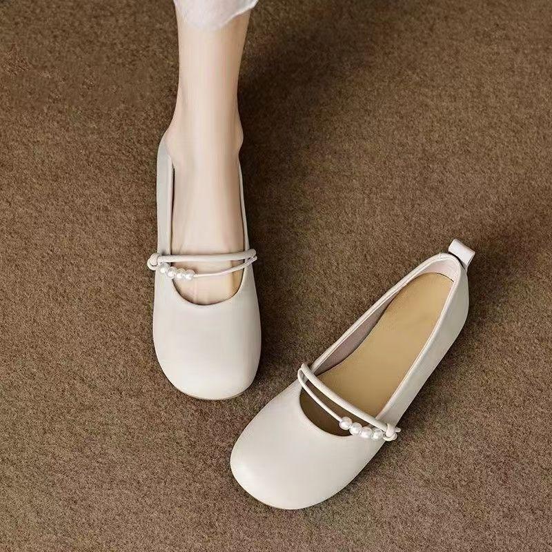 Mary Jane Women's Spring and Summer New Models with Skirts, Small Leather Shoes, Flat-soled Soft-soled Doudou Single Shoes, Thick Heels