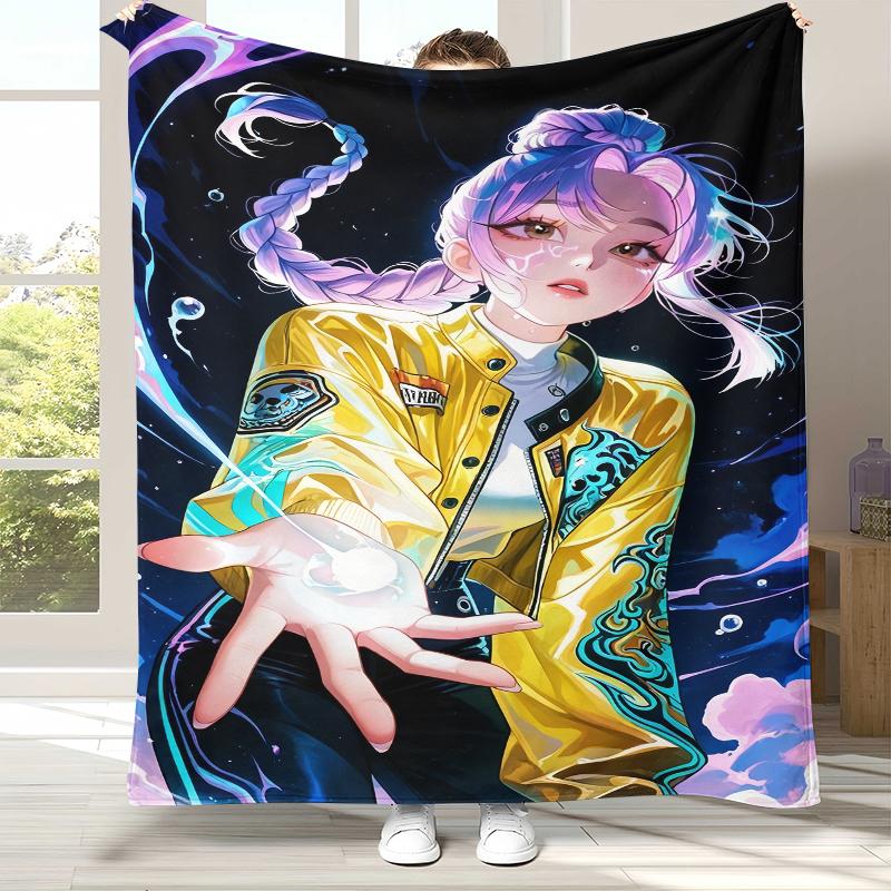 

K-Pop Demon Hunters Golden Saja Boys Flannel Blanket,Ultra Soft Warm Plush Throw for Home Bedroom Bed Sofa Cover Office picnic 75x90cm