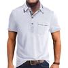 Maglietta casual a maniche corte con colletto a revers da uomo, scollo rotondo