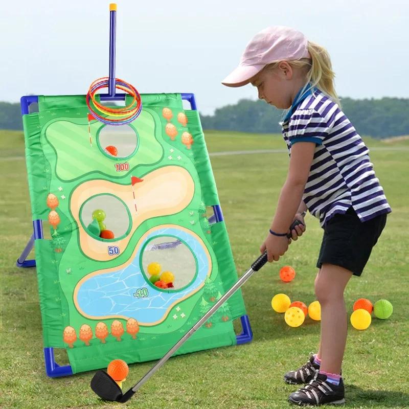 3In1 Outdoor Games for Children Kids Golf Set Toy Sports Golf Putting Practice Mat Bean Toss Bag Leisure Time Corn Hole Set