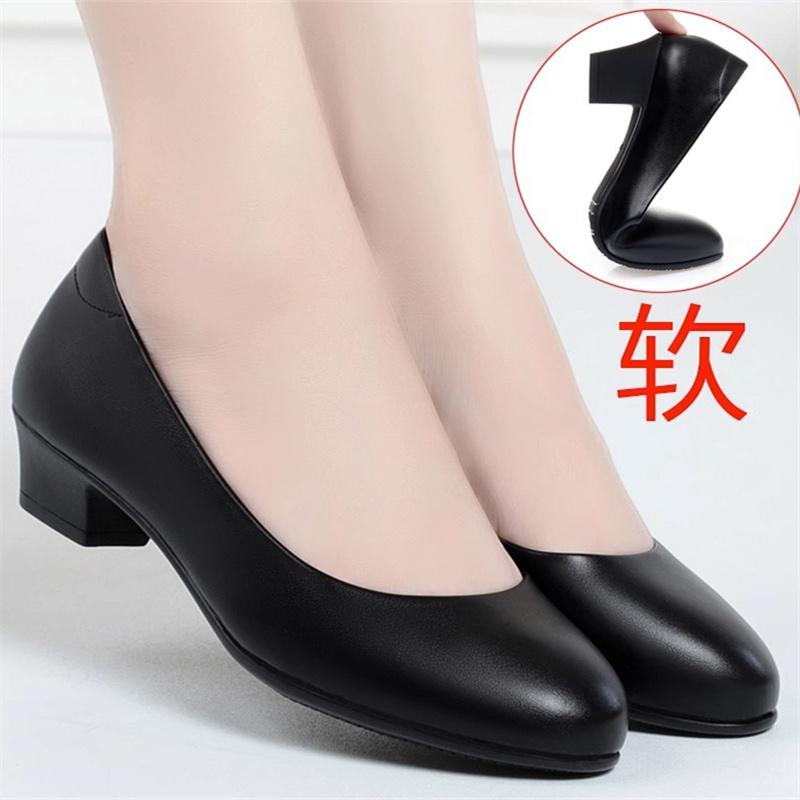 Spring Work Shoes Black Professional Women High Heels Shoes Pumps Low-heeled Office Career Formal Women Shoes