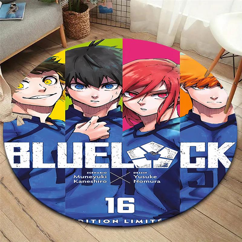 Tappeto Rotondo BLUE LOCK, Tappeto per Soggiorno Camera da Letto Divano Sala Giochi Decorazione, Tappetino Antiscivolo