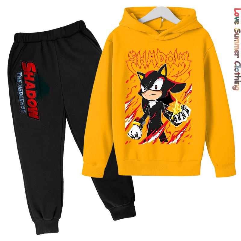 Boys Hoodie Tracksuit Shadow Hedgehog HD Print Sonic Autumn Kids Girls Character Hoodie Set Age 4-14 Thin Fleece Hoodie Set Sweatsuit Polyester