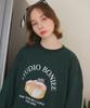 BONIEE [Fleece Lined] Custard Collage Logo Graphic Oversized Sweatshirt Green