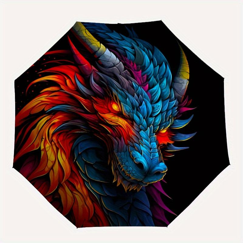 

1pc Dragon Fantasy Automatic Open/Close Umbrella - Compact Travel Umbrella, 8-Rib Heavy-Duty Construction, Ideal Gift, Outdoor Accessory071