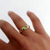 Natural Peridot Signet Sterling Silver Yellow Gold Fill Ring Jewelry