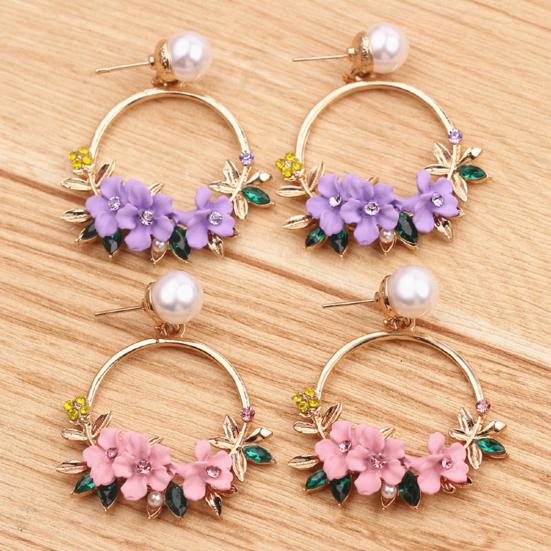 1 Pair Pendant Earrings Faux Pearl Dress Up Colorfast Girl Flower Pendant Earrings for Girlfriends