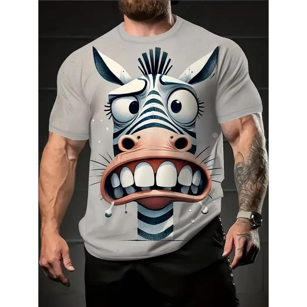 Men's T-Shirt Cartoon Style Animals Pig Cat Graphic 3D Printed T-Shirt Casual Short Sleeved Tee Outdoor Loose Men Clothing Tops