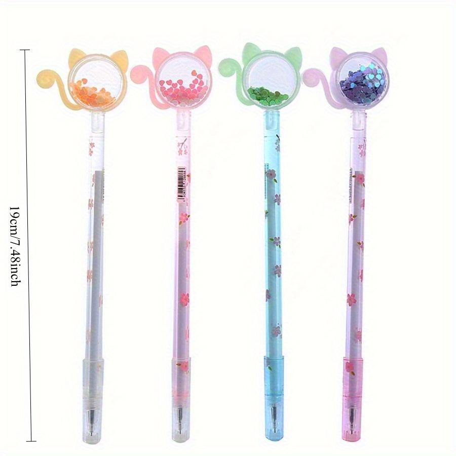 15pcs 0.5mm Cute Animal Cat Glitter Sequin Gel Pen for Student Kawaii School Office Stationery Supplies Black Ink