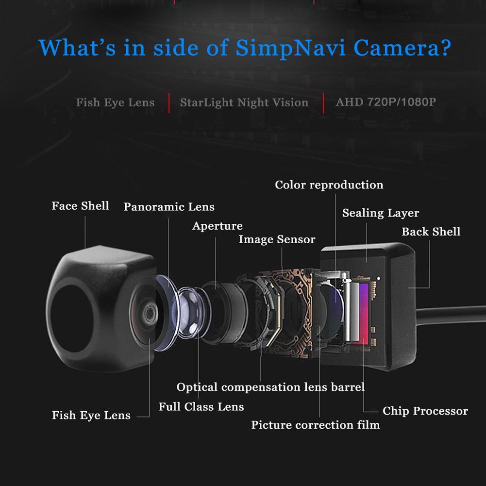 AHD 720P 1080P Fisheye Auto Rückfahrkamera 170 Grad Betrachtungswinkel Mit 2 Steuerleitungen StarLight Nachtsicht IP68 Wasserdicht