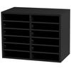Wood Literature Organizer, 12 Compartments, File Sorter with Removable Shelves, Mailboxes Slot for Office Home Classroom Mailrooms Organization, EPA