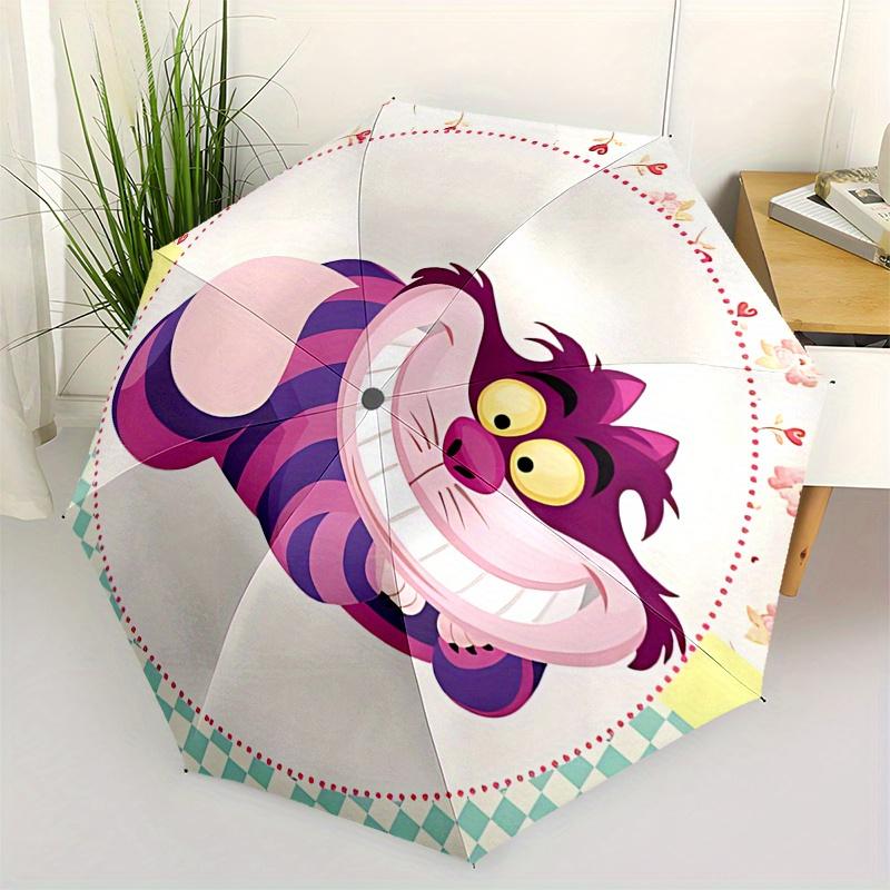 

Disney Cheshire Cat, Alice in Wonderland Automatic Open/Close Umbrella - Cute Umbrella with Cute Design, Portable 3-Fold Compact Umbrella fo