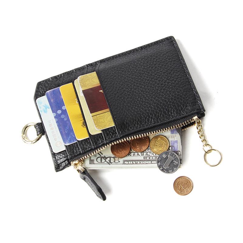 Women's Genuine Leather Card Holder Wallet with Zipper, Multi-Card Slots, Coin Purse, and ID Holder